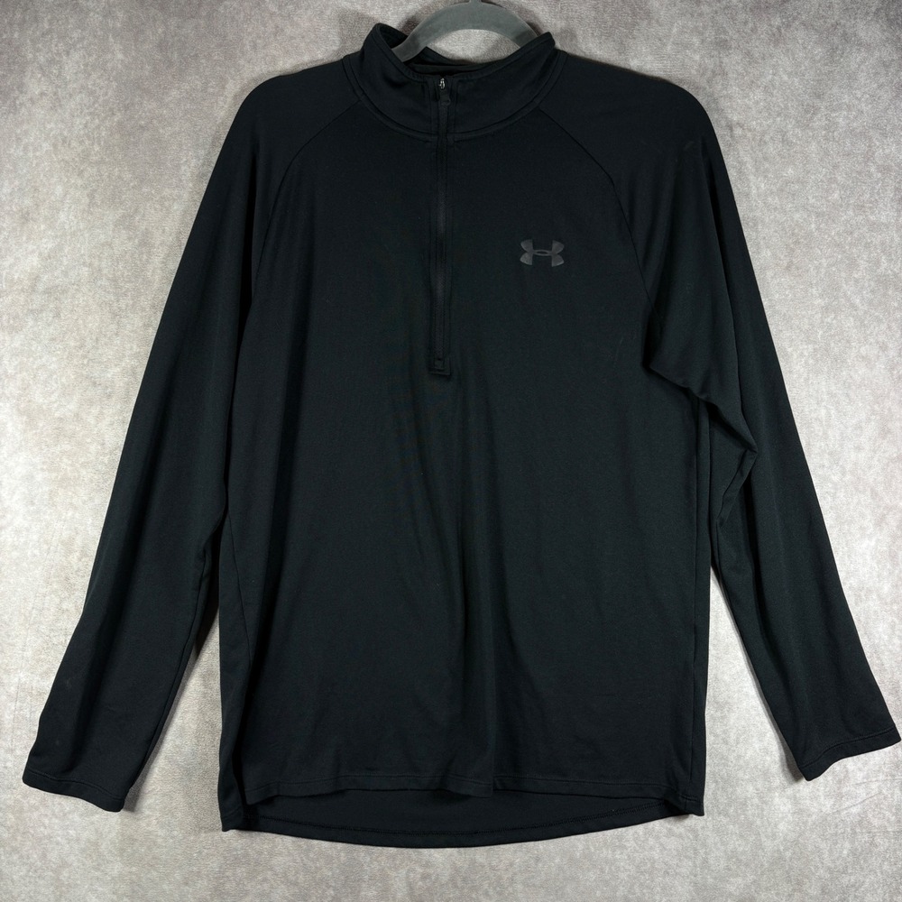 Under Armour Pullover Womens Medium Black HeatGear 1/4 Zip Tech Athletic Gym Run